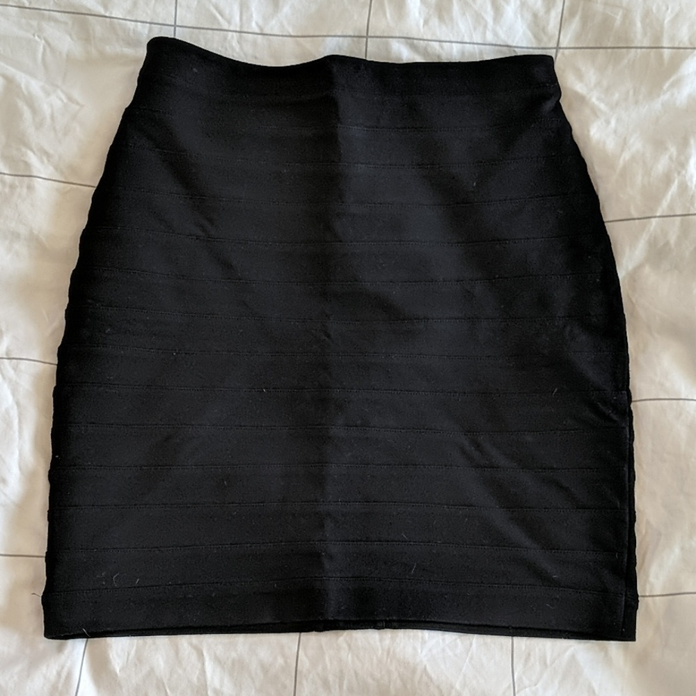 Express Black Stretch Midi Skirt